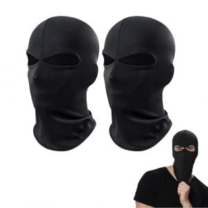 SEFIRST 2 Pcs Cagoule Masque de Ski 2 Trous, Cagoule Moto Balaclava Hiver Tour de Cou Homme Femme Coupe, Protection UV, Charpe de Cou d'été pour Vélo Snowboard Chaud sous Casque, Taille Unique (Noir) (MaiDuoDuo, neuf)