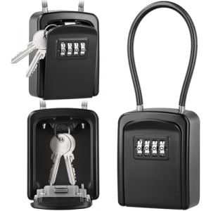 RWSRW Bo&icirc;te &agrave; Cl&eacute;s avec Code 4 Chiffres Bo&icirc;te &agrave; cl&eacute;s &eacute;tanche pour l'ext&eacute;rieur Boite a Clefs Murale Avec Manipuler pour Cl&eacute; Garage Famille Bureau &Eacute;cole Alliage d'aluminium (DAUGAVIETE, neuf)