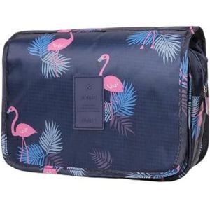 Trousse De Toilette Originale Femme Le-Globe-Trotteur Fleurs Bordeaux Pliable Imperméable Avec Poignée De Transport Pour Produits Beauté Et Douche (Flamant Bleu Marine) (PJSshop, neuf)