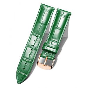 BINLUN Bracelet de Montre en Cuir Crocodile V&eacute;ritable D&eacute;gagement Rapide Remplacement Bracelet Montre Etanche 10 Couleurs 13 Tailles pour Hommes Femmes(Fermoir Rose-Dor&eacute;,vert,20mm) (BINLUN FLAGSHIP STORE FR STORE, neuf)