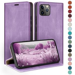 HUOUH Coque pour iPhone 11 Pro Max 6,5" avec RFID Blocage Etui à Rabat en Cuir de Premium,Fentes Cartes,Case à Rabat,Coques de Cover pour Apple 11 Pro Max Portefeuille Lilas Violet (ETERNAL FLAME TRADING, neuf)