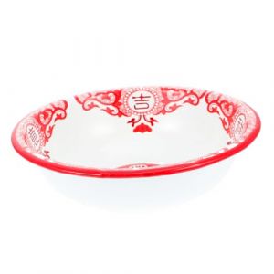 HAPINARY Bol en &Eacute;mail Rouge 22 CM &Eacute;pais &ndash; Saladier Rond pour Soupe Lavage et Usage Domestique &ndash; Vaisselle Traditionnelle Empilable Facile &agrave; Nettoyer pour Mariage Cuisine Familiale (Gan Gardner, neuf)
