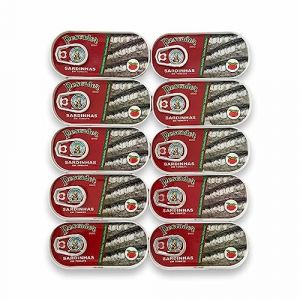 Pescador &ndash; Sardines &agrave; la sauce tomate &ndash; Lot de 10 bo&icirc;tes de 56 g &ndash; Produit du Portugal (RaNa Food GmbH, neuf)