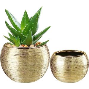 SUIUOI Pot de fleurs dor&eacute; &ndash; &Eacute;l&eacute;gant cache-pot en c&eacute;ramique pour orchid&eacute;es pour plantes d'int&eacute;rieur, Cache-pot dor&eacute; d&eacute;coratif pour votre maison (YiWuShiQiTongDianZiShangWuShangHang, neuf)