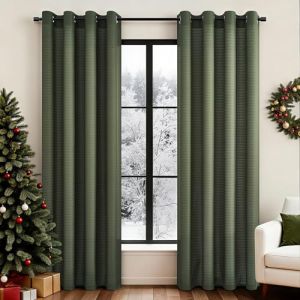 Topfinel Rideaux Fenetre 140x240 cm Vert Olive Rideau Voilage Salon Adulte Chambre Rideaux d'Int&eacute;rieur Semi-Transparents Effet Lin Oeillet pour Balcon Lot de 2 (NoledarEU, neuf)