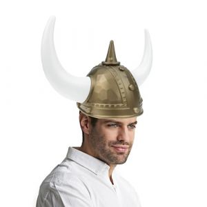 Yardwe Casque Viking D&eacute;coratif en Corne Dor&eacute;e Taille Unique L&eacute;ger et Confortable Accessoire Cosplay pour Costume Viking Femme et D&eacute;guisement de Carnaval (Antique Guyue, neuf)