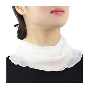 Femme Couleur Unie 100% Soie de M&ucirc;rier Tour de Cou Faux Col Foulard &Eacute;charpe de Cou Cercle Tube &Eacute;charpe (Blanc) (UK_Stone, neuf)