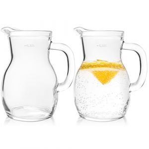 KONZEPT Carafe en verre 250ml 2 pièces, Pichet de table parfaite pour l'eau, le lait, les jus, Carafe à eau avec poignée ergonomique – Disponible en différentes tailles (KONZEPT GmbH, neuf)