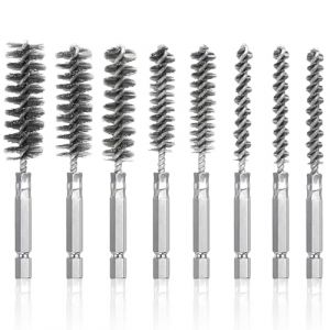 Lot de 8 brosses métalliques pour perceuse, chaudière en acier inoxydable avec tige hexagonale 1/4, brosse cylindrique 1/4, embout de brosse pour visseuse sans fil pour ponceuse à percussion, 8-25 mm (lulu-eu, neuf)