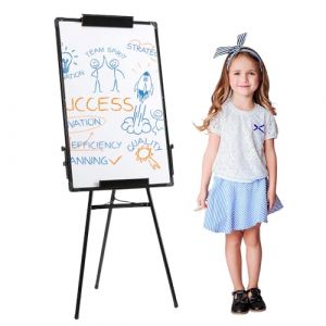 Tableau Blanc Effacable Sur Pied, Hauteur Réglable, Tableau Magnétique Blanc Effacable à Sec, Mobile Papier De Tableau De ConféRence (Noir Blanc, 60x90 cm) (hlang EU, neuf)