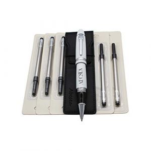 Stylo Roller Abcsea 1PCS Heavy Big 159 et 5PCS, recharges de stylo &agrave; bille &agrave; encre noire, recharges de stylo &agrave; bille avec couvercle, pointe moyenne - stylo blanc et recharges de spirale noires (0.5MM) (Abcsea EU, neuf)