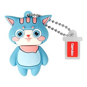 GARRULAX Cl&eacute; USB 32 Go &eacute;tanche en silicone USB 2.0 haute vitesse USB 2.0 avec stylo, stockage de la date et disque U (chat cyan) (Garrulax, neuf)
