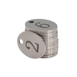 Étiquettes ovales en acier inoxydable avec porte-clés (1-10) (YYMax, neuf)