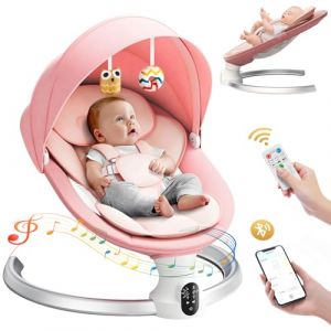 Ixdregan Transat Bébé Electrique – APP & Télécommande Balancelle Bébé Electrique, Balancelle pour Bébe Avec 3 Minuteries, 5 Vitesses de Balançoire, 10 Musiques, Bluetooth Transat Baby (APP Rose) (SLOSTICE SOLAR LIMITED, neuf)