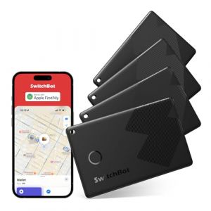 SwitchBot Wallet Finder Card(4-Pack), Smart AirTag Compatible avec Apple Find My(iOS Uniquement), Localisateurs d'objets pour clés, téléphones, jusqu'à 3 Ans d'autonomie, Résistant à l'eau IP67 (SwitchBot, neuf)
