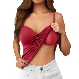Debardeur Femme Top Soutien Gorge Intégré Débardeur de Yoga Gilet Rembourré à Bretelles Ajustables Elegant Caraco Soutien-Gorge Debardeur Sport Femme Saint Valentin (07-Red, M) (YHGAQTB, neuf)
