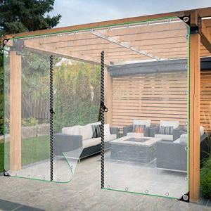 JIwqDY Rideaux D'extérieur, Bâche Transparente 0.3mm PVC avec Porte Zippée Rideau Exterieur Imperméable pour Pergola, Cabanon, Jardin, Porche (Color : Clear, Size : 4.5x2.5m/14.7x8.2ft) (Faosiprt 5.0 ⭐⭐⭐⭐⭐, neuf)
