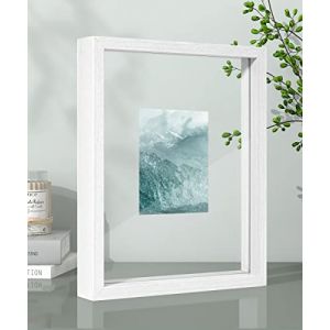 Afuly Cadre Photo En Verre 13x18 10x15 Avec Flottant Ou 20x25 Sans Cadre Photo Double Verre En Bois Blanc Flottant Cadeaux Sp&eacute;Ciaux (Afuly Art EU, neuf)
