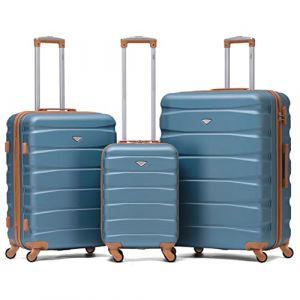 Flight Knight Lot De 3 Moyen Et Grand Valises Rigides Legeres en ABS A 4 Roues Cabine Bagage A Main pour Plus De 60 Compagnies Aeriennes -easyJet, Jet2 Et Taille Max Ryanair (Priority) 55x40x20cm (Prime Brands Group FR, neuf)