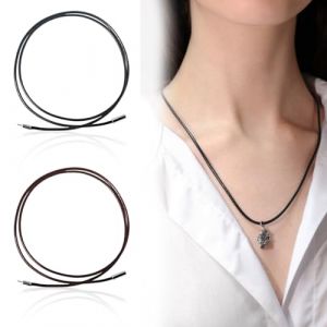 2 Pcs Cordon Cuir pour Pendentif avec Fermoir Acier Inoxydable 3mm Collier Fine en Cuir Homme, Chaîne Collier Homme Noir Cordon en Similicuir avec Fermoir, Corde Tressé Collier en Cuir de Simili (huahuafengshenla2, neuf)