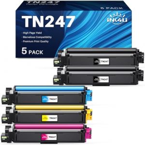 INK4U TN247 TN-243CMYK Toner Compatible pour Toner Brother DCP-L3550CDW Toner TN243 Brother TN243CMYK Toner Brother MFC-L3710CW MFC-L3750CDW MFC-L3770CDW HL-L3270CDW HL-L3230CDW HL-L3210CW (5-Pack) (HongYuan-EU, neuf)