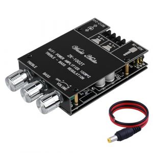 Amplificateur HiFi, Mini Bluetooth 5.0 Module amplificateur audio st&eacute;r&eacute;o, ZK-1002T 2.0 canaux 200 W Amplificateur num&eacute;rique R&eacute;cepteur (Sikkeby-FR, neuf)