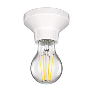 ledscom.de Plafonnier en porcelaine Elektra rond blanc 90mm E27 Lampe LED 6,96W blanc chaud 3 niveaux de gradation : max. 963lm (LEDs Com GmbH, neuf)