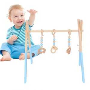 Portique Deveil Bebe Bois, Arche De Jeux Bébé En Bois, Gym Jouets Avec Pendentif Gymnastique Jouet Actif Chambre De Bébé Décoratio,Portique D’Éveil En Bois Bébé Jouet montessoris Gym D’activite Centre (zuyuedong, neuf)