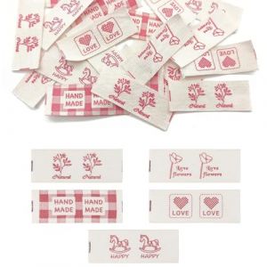 LIANCHEN 20 pcs Étiquette Coudre Fait à La Main Étiquettes en Textile, Tissées Étiquettes à Coudre, Accessoires Couture pour Tricot, Décoration De Vêtements (Rouge) (Yaochenshop, neuf)