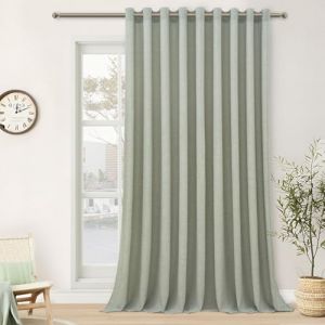 MRTREES 1 Pi&egrave;ce Rideau Voilage Effet Lin Vert Sauge Grande Largeur 200x225 CM pour Salon Chambre Adulte Porte Fenetre Voilages Int&eacute;rieurs Semi-Transparent Rideau Voile &agrave; Oeillets (MRTREES HOME, neuf)