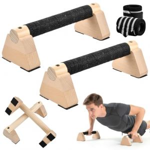 Parallettes, 2 Poign&eacute;es de Pompes en Bois Antid&eacute;rapantes, Barres Parall&egrave;les 25 cm avec Prot&egrave;ge-Poignet, Barres Push up en Bois, Barre Parall&egrave;le Calisthenics pour Gymnastique, Fitness, Musculation (VALEN GARDEN VET S.R.L., neuf)