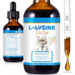 L-Lysine Gouttes pour chats &ndash; Soutient le syst&egrave;me immunitaire et les voies respiratoires, la peau et le pelage, soulage les allergies et les &eacute;ternuements &ndash; 100 % naturel, sans gluten &ndash; 60 ml (chunyeshangmao, neuf)