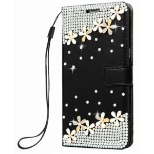 BLOTECH Pochette Compatible avec Motorola Moto G05 4G Paillettes Etui Cuir Housse Coque Bling Portefeuille Wallet Housse PU Cuir Flip Magn&eacute;tique &Eacute;tui Strass Diamants 3D Fleurs Flip Housse (Bolong, neuf)