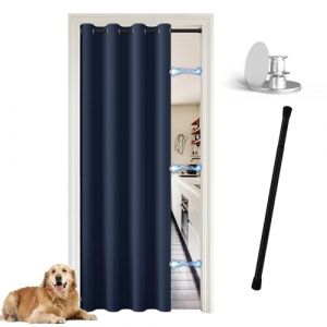 JCyh Rideau de Porte Interieur avec Tringle, Rideau Porte Entr&eacute;e avec Bouton Magn&eacute;tique Thermiques Isolants Anti Froid et Chaleur,Bleu Marine (JCYH, neuf)