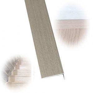 SMELEDFCFK Bordure D'escalier Grain De Bois Nez De Marche Profil d'angle 100cm 90cm 120cm, Marches D&rsquo;escalier Forme en L en M&eacute;tal Antid&eacute;rapant Nez De Marche Imperm&eacute;able/Robuste(Grey Oak,L 40in/100CM) (DaMingHuPan, neuf)