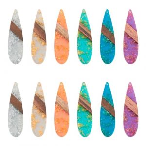 PandaHall Pendentifs g&eacute;om&eacute;triques vintage en r&eacute;sine pour fabrication de bijoux Boh&egrave;me, Bois R&eacute;sine (Yilisi Jewelry, neuf)