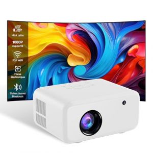 Mini Projecteur Portable, VISULAPEX V3pro 5G WiFi Vid&eacute;oprojecteur 12000LM, 1080P Full HD Support&eacute;e, R&eacute;troprojecteur pour Home Cin&eacute;ma, Compatible avec Smartphone HDMI USB Firestick (Vnliway-EU, neuf)