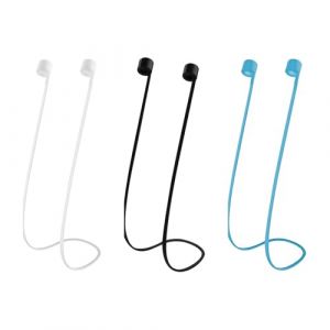 4 Pi&egrave;ces Cordon pour Airpods, Fil pour Airpods 1/2/3 et Pro, Sangles de Maintien en Silicone, Attache pour AirPod, Compatible avec Airpod 1/2/3 et Pro, 70CM (Noir Blanc Bleu) (xinzhengshiqiluomaoyiyouxiangongsi, neuf)