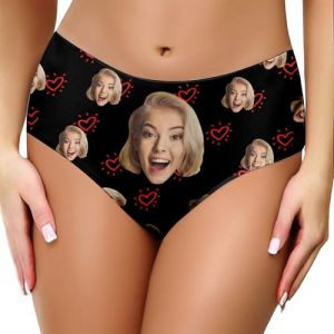 Culotte de Bikini Femme Personnalis&eacute;e Avec Photo Visage Culotte de Bikini Femme Personnalis&eacute;e Culotte Sexy Personnalis&eacute;e Avec Photo Pour Femme &Eacute;pouse Petite Amie &agrave; La Saint-Valentin No&euml;l (wulizizi, neuf)