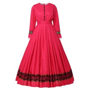 GRACEART Medievale 1860 Femme Renaissance Robe Victorienne Robe Gothique Longue Deguisement M&eacute;Dieval Cosplay Medieval Vintage Jupe Retro Robe (XL, Rose Rouge) (Winsun-Shop, neuf)