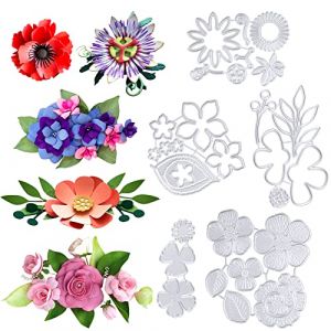 5 sets Matrices de Découpe Scrapbooking Cutting Dies Fleur Plante Bricolage Outil Gaufrage Décoration Pochoir Découpage pour Carte de Vœux Fête Anniversaire Album Photo Cadeau Bujo (Wei Er TongMaoYi, neuf)
