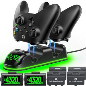 Chargeur Manette Xbox avec 2 x 4320 mWh Rechargeable Batterie Manette Xbox pour Xbox Series/One X/S/Elite Manette, Chargeur Manette Xbox Serie X avec Batterie Xbox, Accessoire Xbox (ZTX Electronic, neuf)