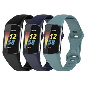Gheper Lot de 3 bracelets Slim Fit compatibles avec Fitbit Charge 6/Charge 5 Smartwatch Bracelet en silicone souple de remplacement Sport Bracelet pour femme homme (Gheper-FR, neuf)