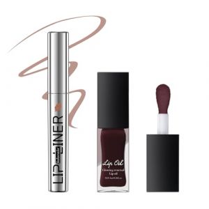 huile pour les lèvres teintées et peel-off - Kit de tatouage de crayon à lèvres et d'huile à lèvres teintée, non collant et hautement pigmenté, huile nourrissante pour gloss à lèvres, longue durée#3&3 (TOPBeauty, neuf)
