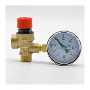 UGPARLGX 1/2 "DN15 1.5-8 Bar soupape de sécurité d'échappement de chaudière de surpression en Laiton for Chauffe-Eau Solaire avec manomètre(4 Bar) (Li Xia technology supplies, neuf)
