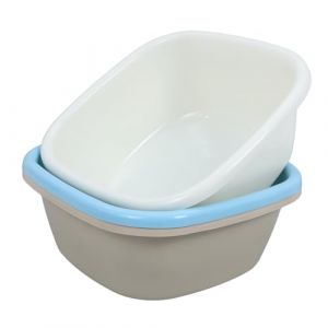 VALICLUD 3 Pièces Bassine Plastique Carrée Pour Vaisselle Grand Bac à Laver Robuste Pour Cuisine Et Lavabos Multifonctions Plastique Épaissi Bleu Blanc Et Beige (Sudersana, neuf)