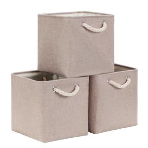 Mangata Cube de Rangement Tissu,30x30x30cm Panier Cube de Rangement, Boite rangement (kaki clair, 3 Paquet) (MANGATA Direct, neuf)