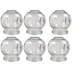 Lot de 6 ventouses en verre - Diamètre : 8 cm - Hauteur : 8,5 cm - Diamètre intérieur : environ 4,8 cm - Ventouses en verre (ventouses de feu) - Massage sous vide - Cupping en verre (rukauf, neuf)
