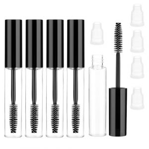 Yuannee Tube de Mascara Vide et Brosse à Cils,5 PCS Récipient De Mascara Vide Feuilles De Mascaras Transparent 10ml Tube de Réutilisable avec Cils Baguette (noir) (Yuannee, neuf)