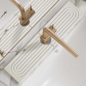 Grand tapis de robinet pour évier de cuisine – Tapis de séchage en pierre pour comptoir de cuisine, plateau d'évier en pierre de diatomite à séchage rapide, super absorbant, décoration élégante et (LVKANSHANGMAO01, neuf)